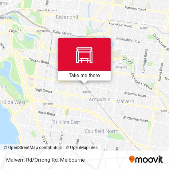 Malvern Rd/Orrong Rd map