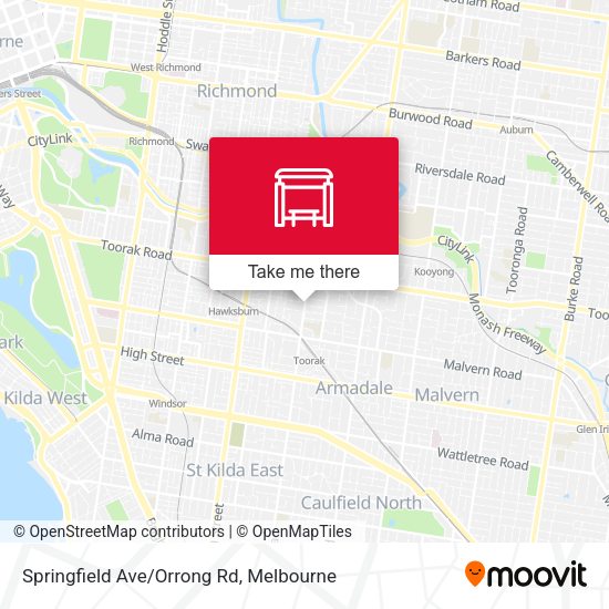 Springfield Ave/Orrong Rd map