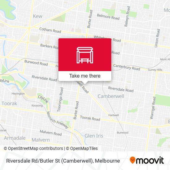 Mapa Riversdale Rd / Butler St (Camberwell)