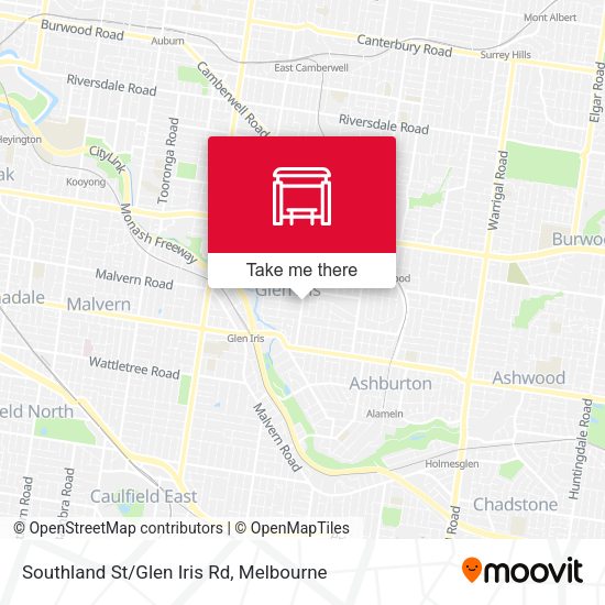 Southland St/Glen Iris Rd map