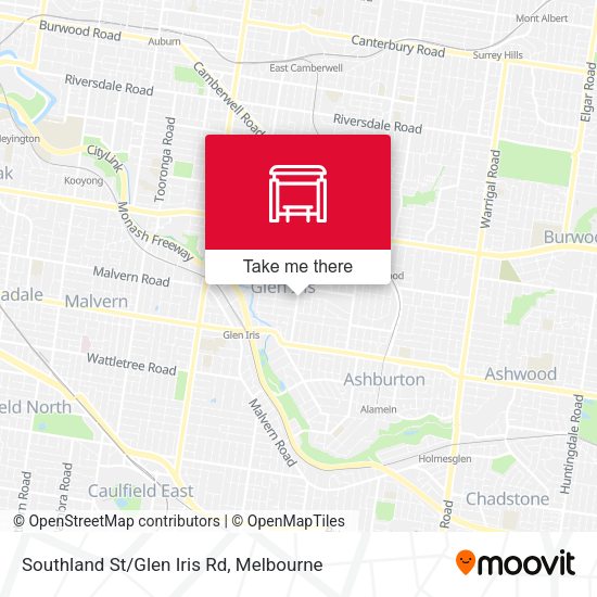 Southland St/Glen Iris Rd map
