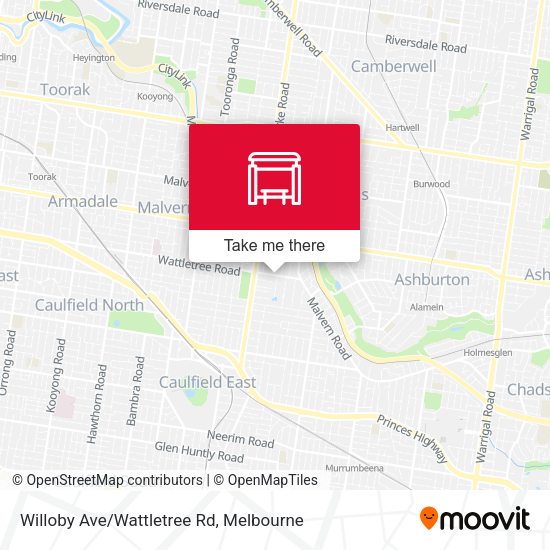 Willoby Ave/Wattletree Rd map