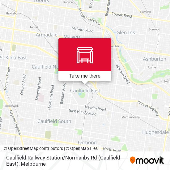 Mapa Caulfield Railway Station / Normanby Rd (Caulfield East)