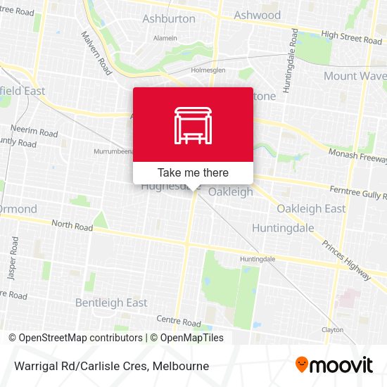 Warrigal Rd/Carlisle Cres map