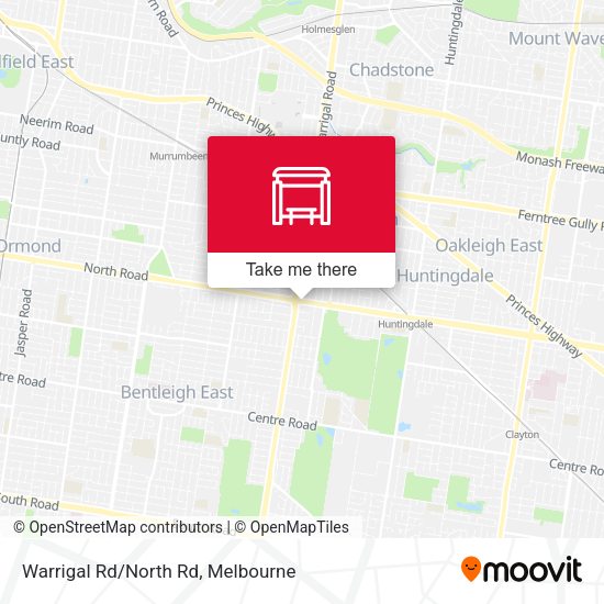 Warrigal Rd/North Rd map