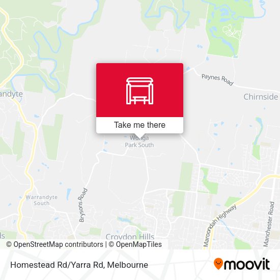 Homestead Rd/Yarra Rd map