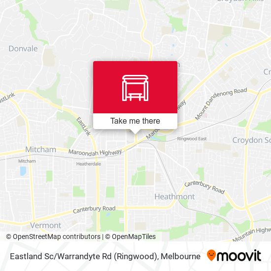 Mapa Eastland Sc / Warrandyte Rd (Ringwood)