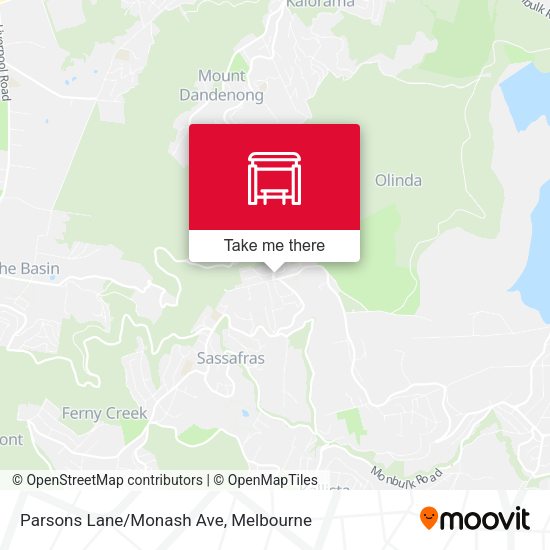 Parsons Lane / Monash Ave (Olinda) map