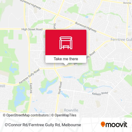 O'Connor Rd/Ferntree Gully Rd map