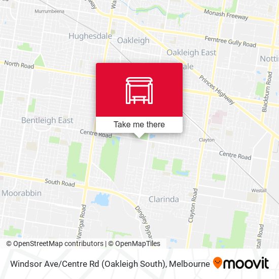 Windsor Ave / Centre Rd (Oakleigh South) map