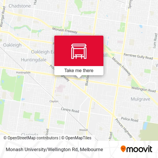 Monash University / Wellington Rd map