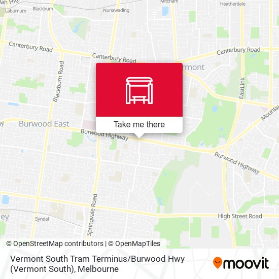 Mapa Vermont South Tram Terminus / Burwood Hwy