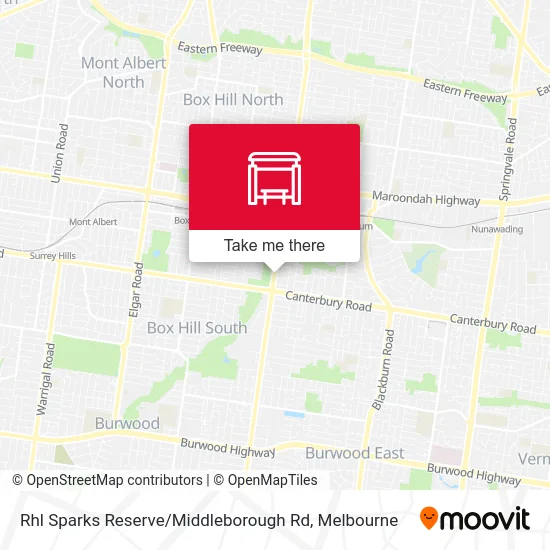 Mapa Rhl Sparks Reserve / Middleborough Rd
