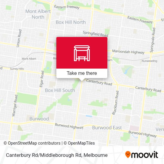 Canterbury Rd/Middleborough Rd map