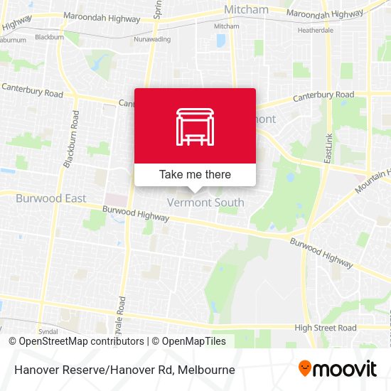 Hanover Reserve/Hanover Rd map