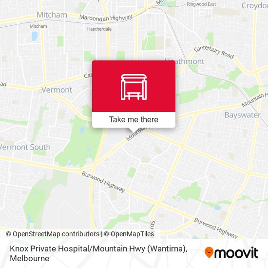 Knox Private Hospital / Mountain Hwy (Wantirna) map