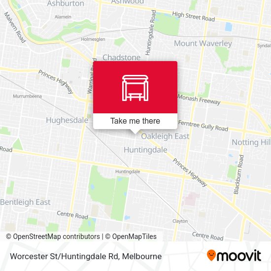 Worcester St/Huntingdale Rd map