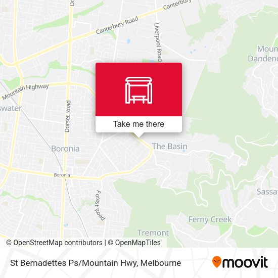St Bernadettes Ps/Mountain Hwy map
