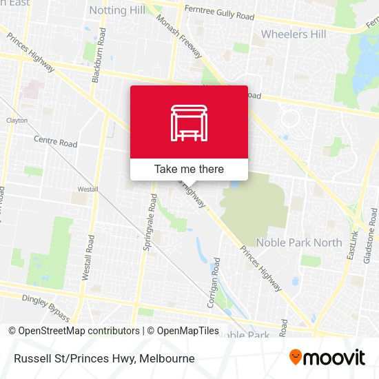 Russell St/Princes Hwy map