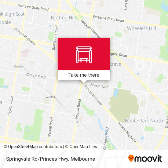 Mapa Springvale Rd/Princes Hwy