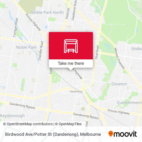 Mapa Birdwood Ave / Potter St (Dandenong)