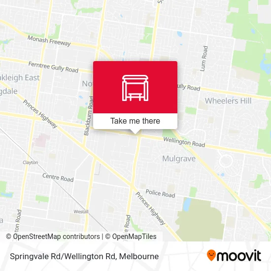 Mapa Springvale Rd/Wellington Rd