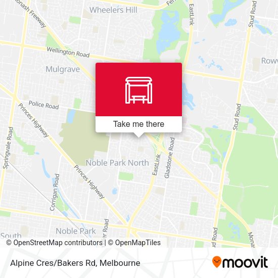 Alpine Cres/Bakers Rd map