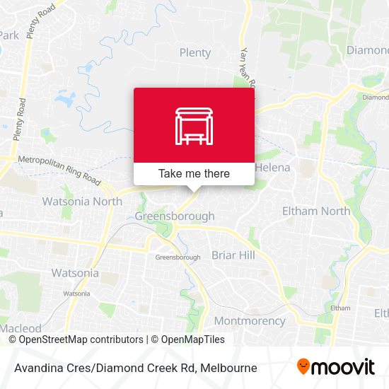 Avandina Cres/Diamond Creek Rd map