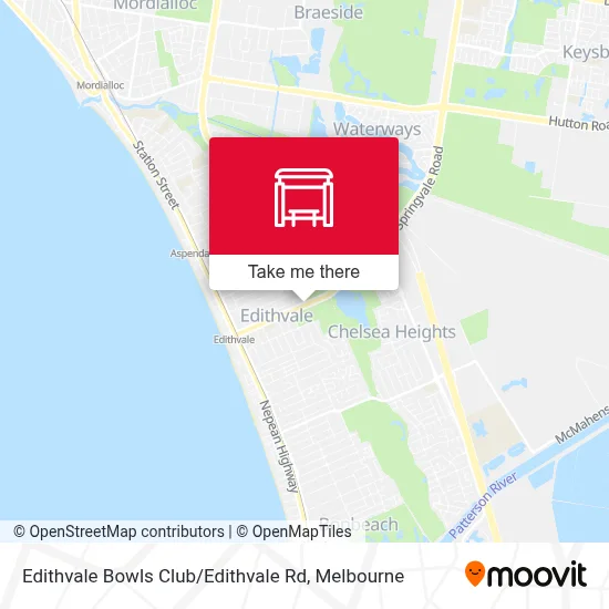 Mapa Edithvale Bowls Club / Edithvale Rd