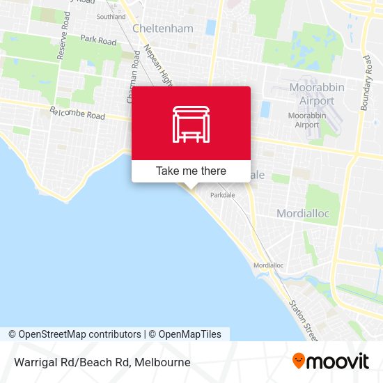 Warrigal Rd/Beach Rd map