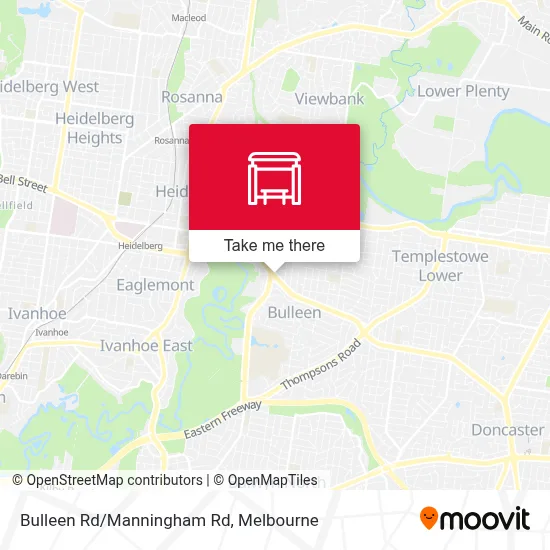 Mapa Bulleen Rd/Manningham Rd