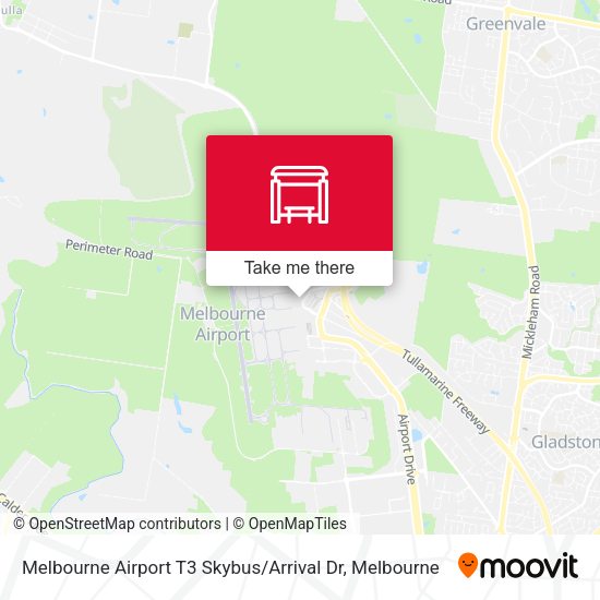 Melbourne Airport T3 Skybus / Arrival Dr map