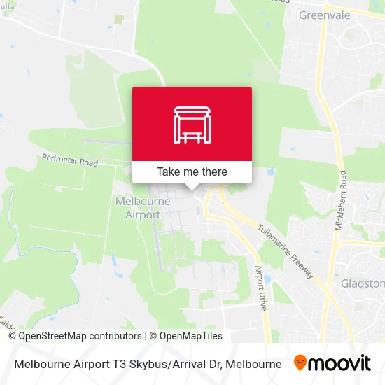 Melbourne Airport T3 Skybus / Arrival Dr map
