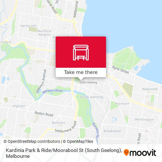 Mapa Kardinia Park & Ride / Moorabool St (South Geelong)