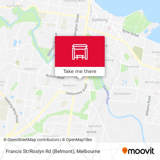 Mapa Francis St/Roslyn Rd (Belmont)