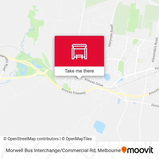 Mapa Morwell Bus Interchange / Commercial Rd