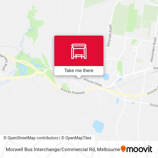 Mapa Morwell Bus Interchange / Commercial Rd