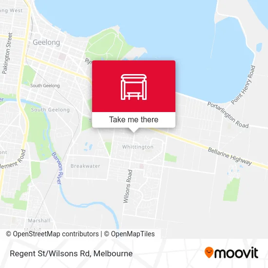 Mapa Regent St/Wilsons Rd