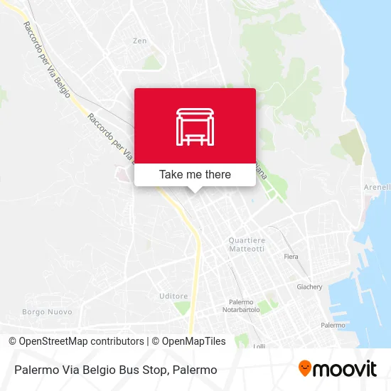 Palermo Via Belgio Bus Stop map