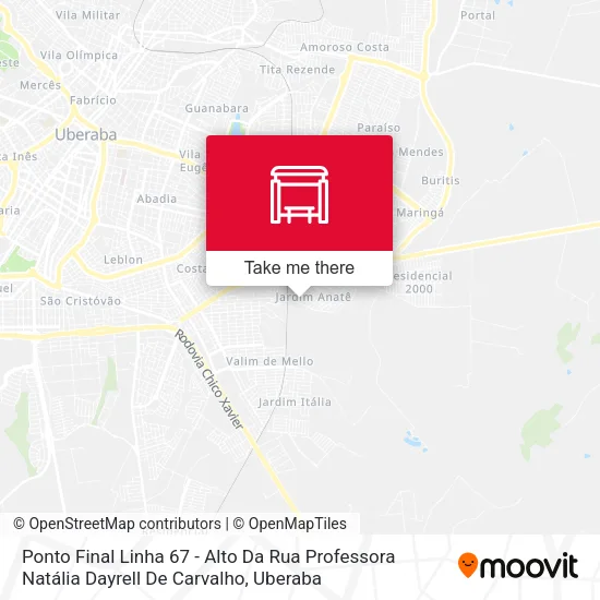 Ponto Final Linha 67 - Alto Da Rua Professora Natália Dayrell De Carvalho map