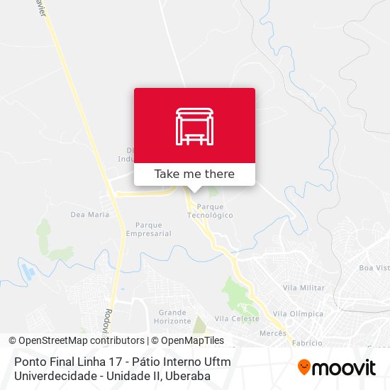 Mapa Ponto Final Linha 17 - Pátio Interno Uftm Univerdecidade - Unidade II