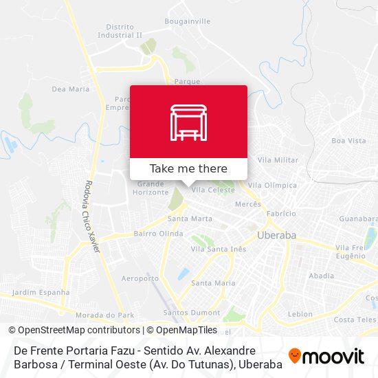 Mapa De Frente Portaria Fazu - Sentido Av. Alexandre Barbosa / Terminal Oeste (Av. Do Tutunas)