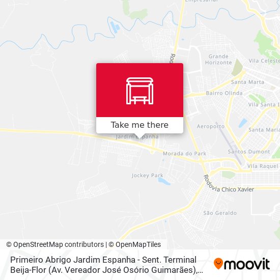 Mapa Primeiro Abrigo Jardim Espanha - Sent. Terminal Beija-Flor (Av. Vereador José Osório Guimarães)