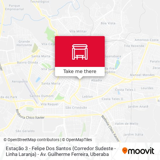 Estação 3 - Felipe Dos Santos (Corredor Sudeste - Linha Laranja) - Av. Guilherme Ferreira map