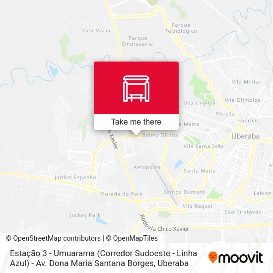Estação 3 - Umuarama (Corredor Sudoeste - Linha Azul) - Av. Dona Maria Santana Borges map