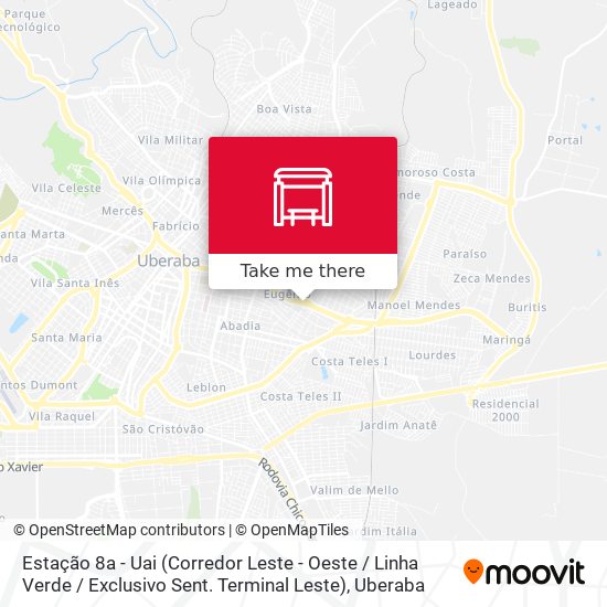 Mapa Estação 8a - Uai (Corredor Leste - Oeste / Linha Verde / Exclusivo Sent. Terminal Leste)