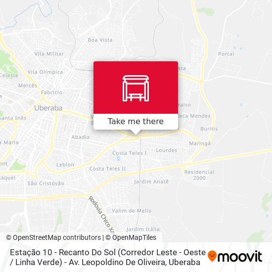 Estação 10 - Recanto Do Sol (Corredor Leste - Oeste / Linha Verde) - Av. Leopoldino De Oliveira map
