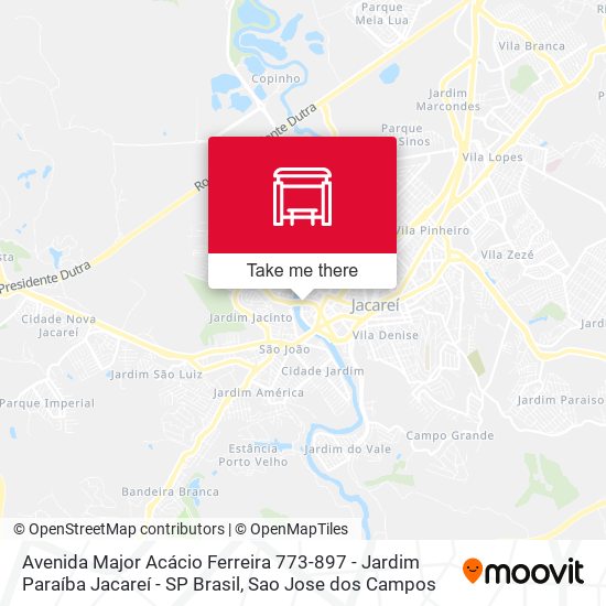 Mapa Avenida Major Acácio Ferreira 773-897 - Jardim Paraíba Jacareí - SP Brasil