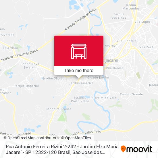 Mapa Rua Antônio Ferreira Rizini 2-242 - Jardim Elza Maria Jacareí - SP 12322-120 Brasil