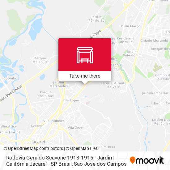 Mapa Rodovia Geraldo Scavone 1913-1915 - Jardim Califórnia Jacareí - SP Brasil